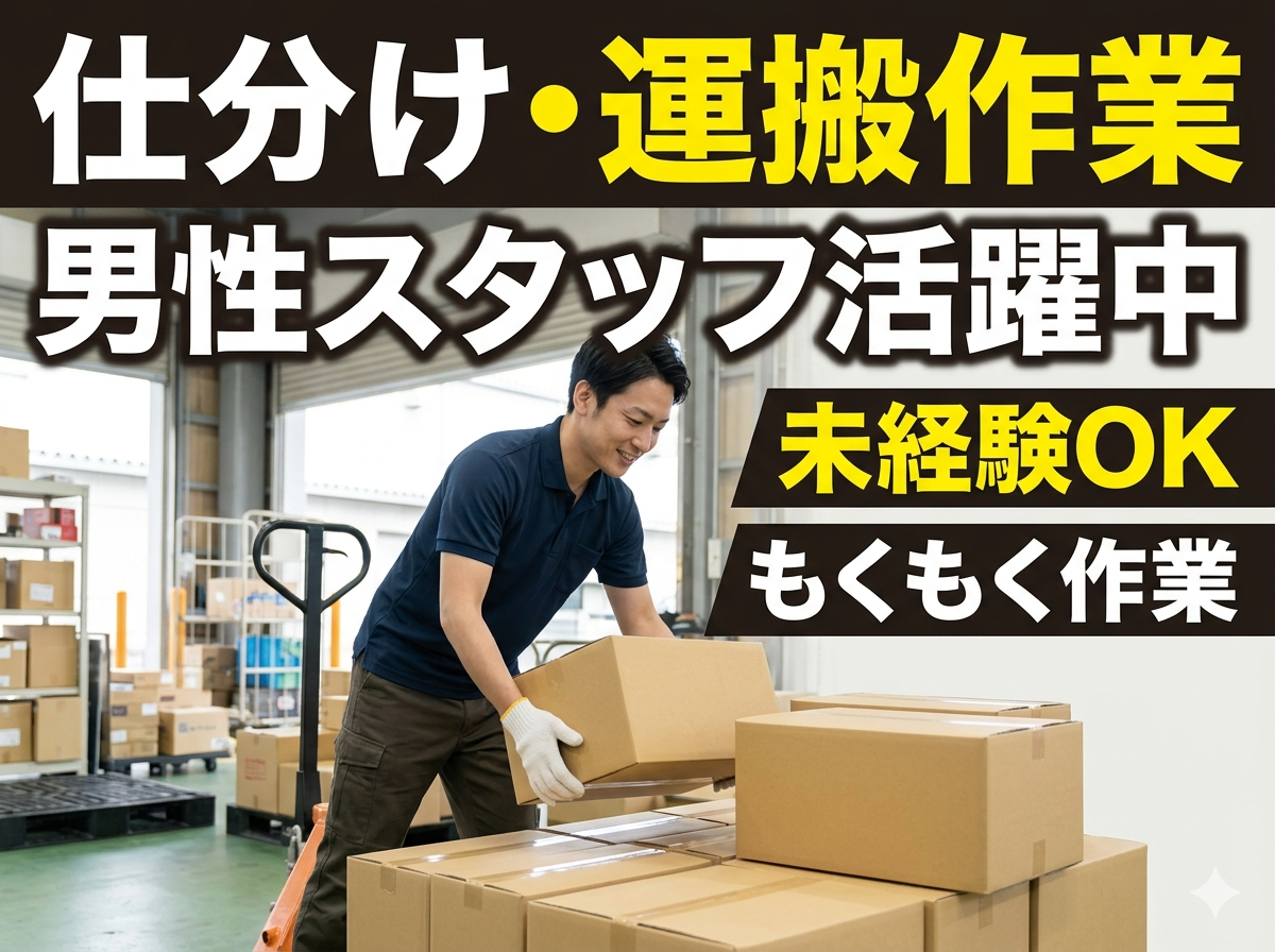 仕分け・運搬作業（常温倉庫内にて勤務）【モクモク作業／未経験歓迎／週休2日制】昼勤 | 株式会社 コム沖縄の求人