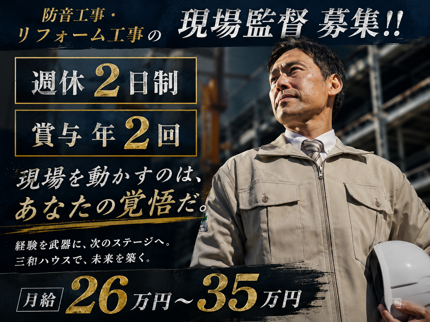 防音工事やリフォーム工事の現場監督（賞与年2回｜週休2日制） | 株式会社 三和ハウスの求人