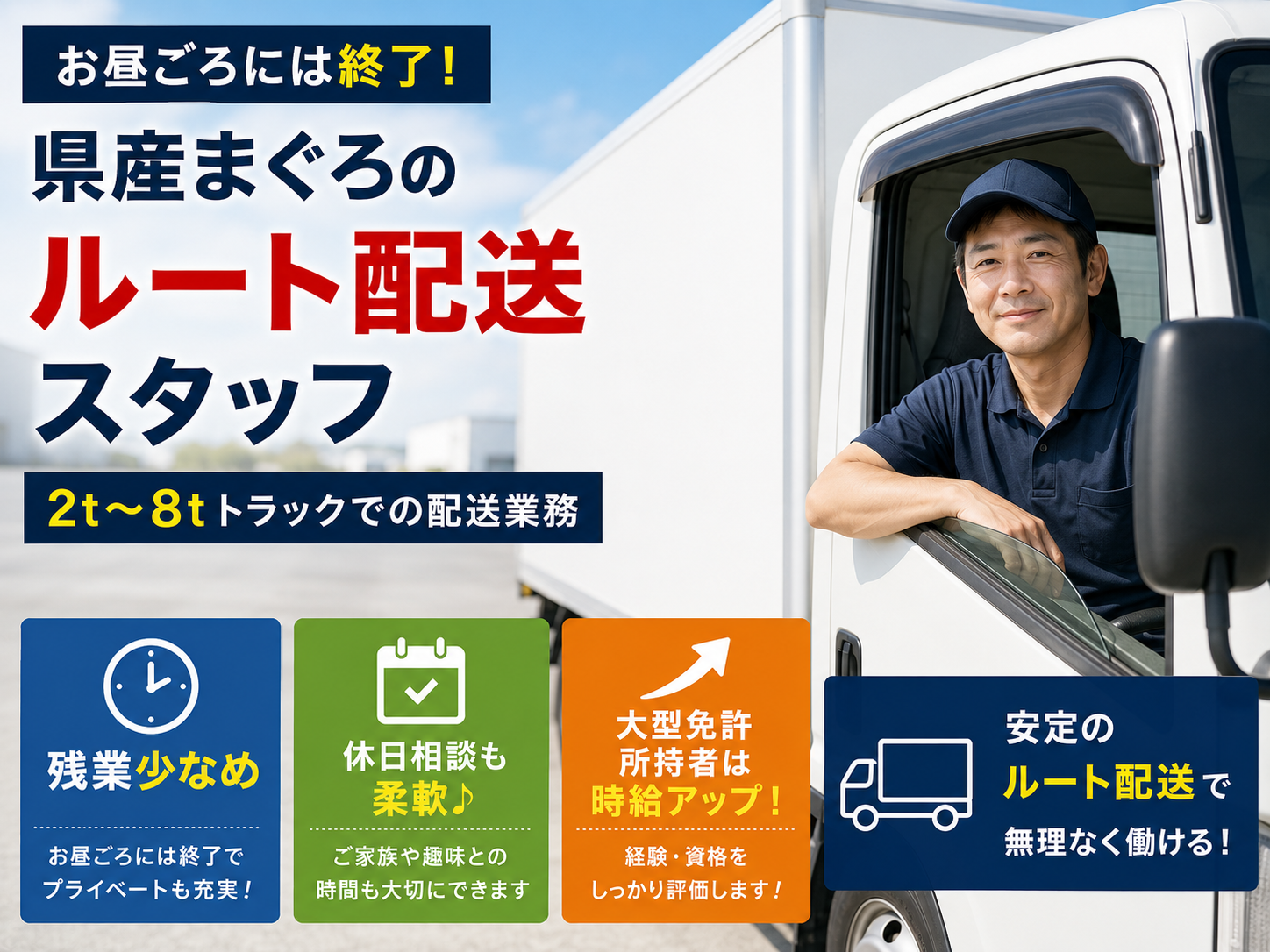 ＼お昼ごろには終了／県産まぐろのルート配送スタッフ（残業少なめ／固定休の相談OK） | 株式会社グロップ　沖縄オフィスの求人