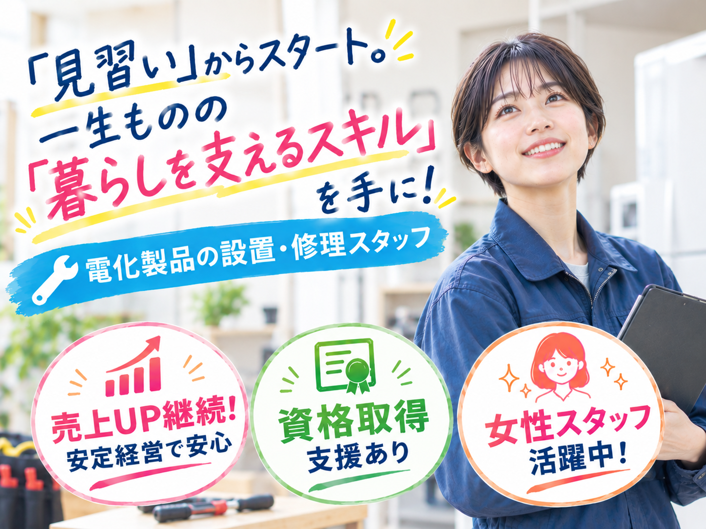 工事スタッフ(電化製品の設置・修理)【未経験OK｜研修充実｜週休2日｜契約社員】 | 有限会社 ナカマ家電サービス(アトム電器沖縄地区本部)の求人