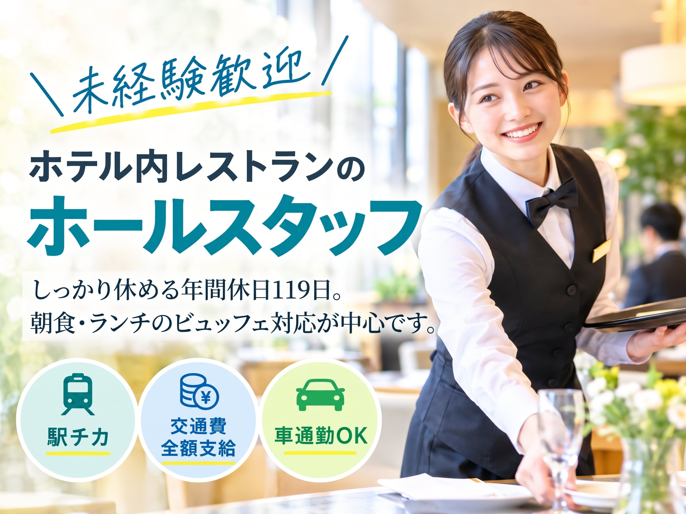 ＼未経験歓迎／ホテル内レストランのホールスタッフ（駅チカ／交通費全額支給／車通勤OK） | 株式会社グロップ　沖縄オフィスの求人