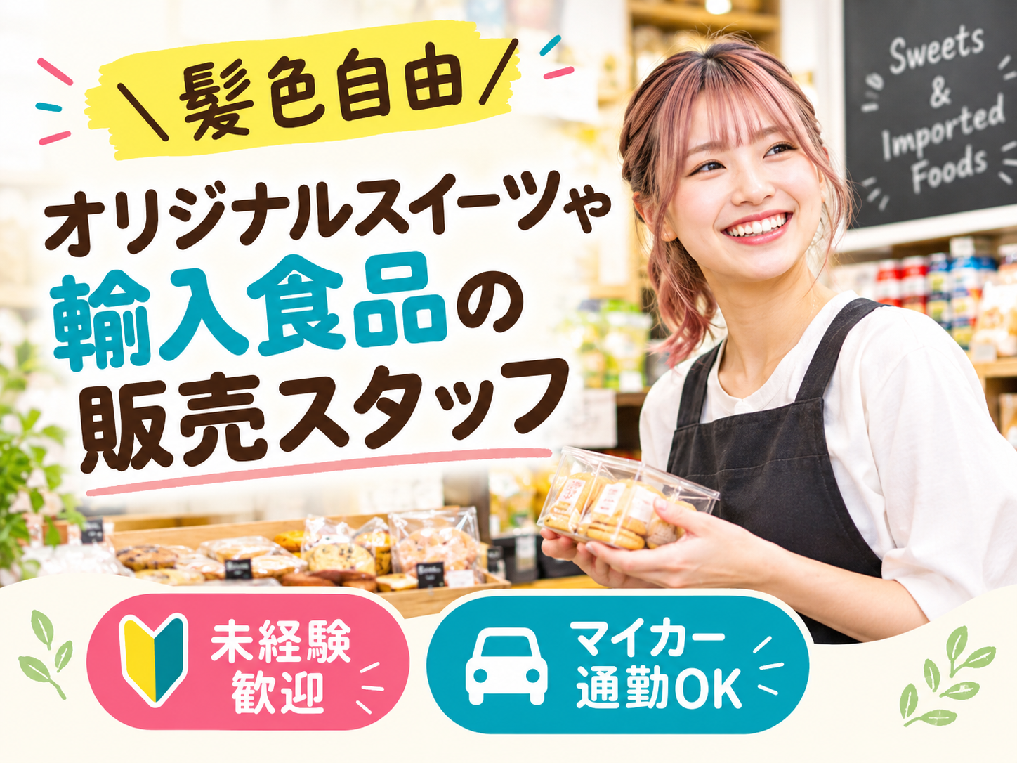＼髪色自由／オリジナルスイーツや輸入食品の販売スタッフ（未経験歓迎／マイカー通勤OK） | 株式会社グロップ　沖縄オフィスの求人