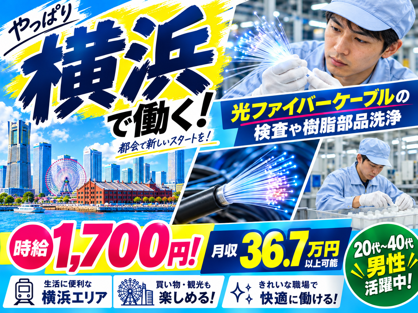 光ファイバーケーブルの検査や樹脂部品洗浄【未経験歓迎｜高時給1,700円｜月5万円の寮費補助】 | フジアルテ株式会社の求人